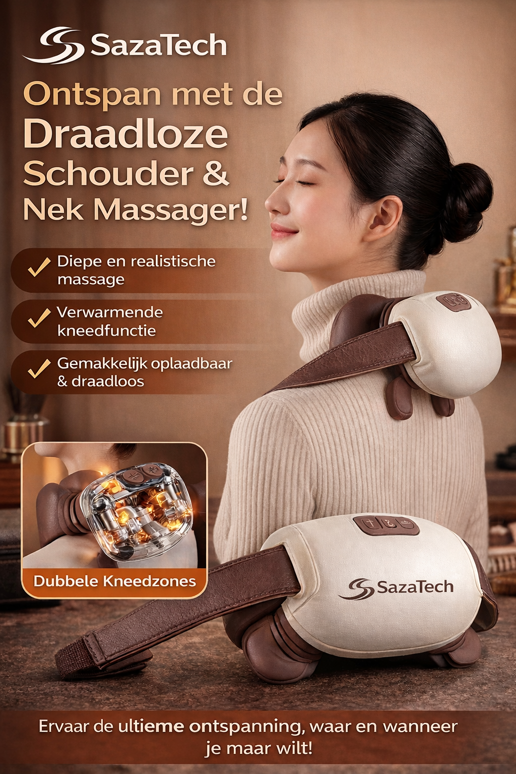 Premium Draadloze Massage voor Nek & Schouders