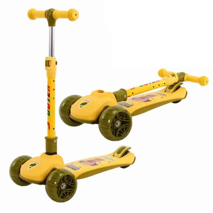 2-in-1 kinderstep met 3 wielen en lichtgevende LED-wielen voor peuters en kleuters – aluminium frame met stevig antislip-deck.