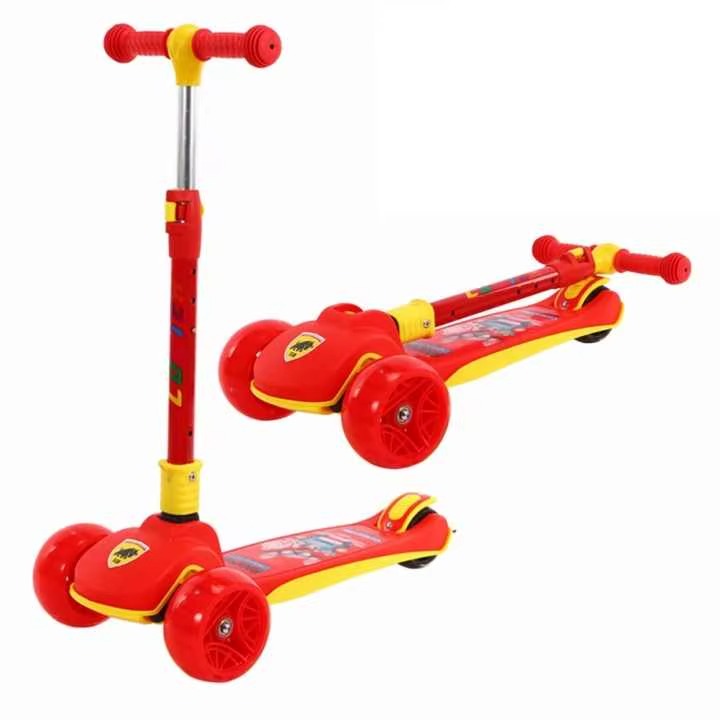 2-in-1 kinderstep met 3 wielen en lichtgevende LED-wielen voor peuters en kleuters – aluminium frame met stevig antislip-deck.