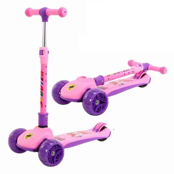 2-in-1 kinderstep met 3 wielen en lichtgevende LED-wielen voor peuters en kleuters – aluminium frame met stevig antislip-deck.