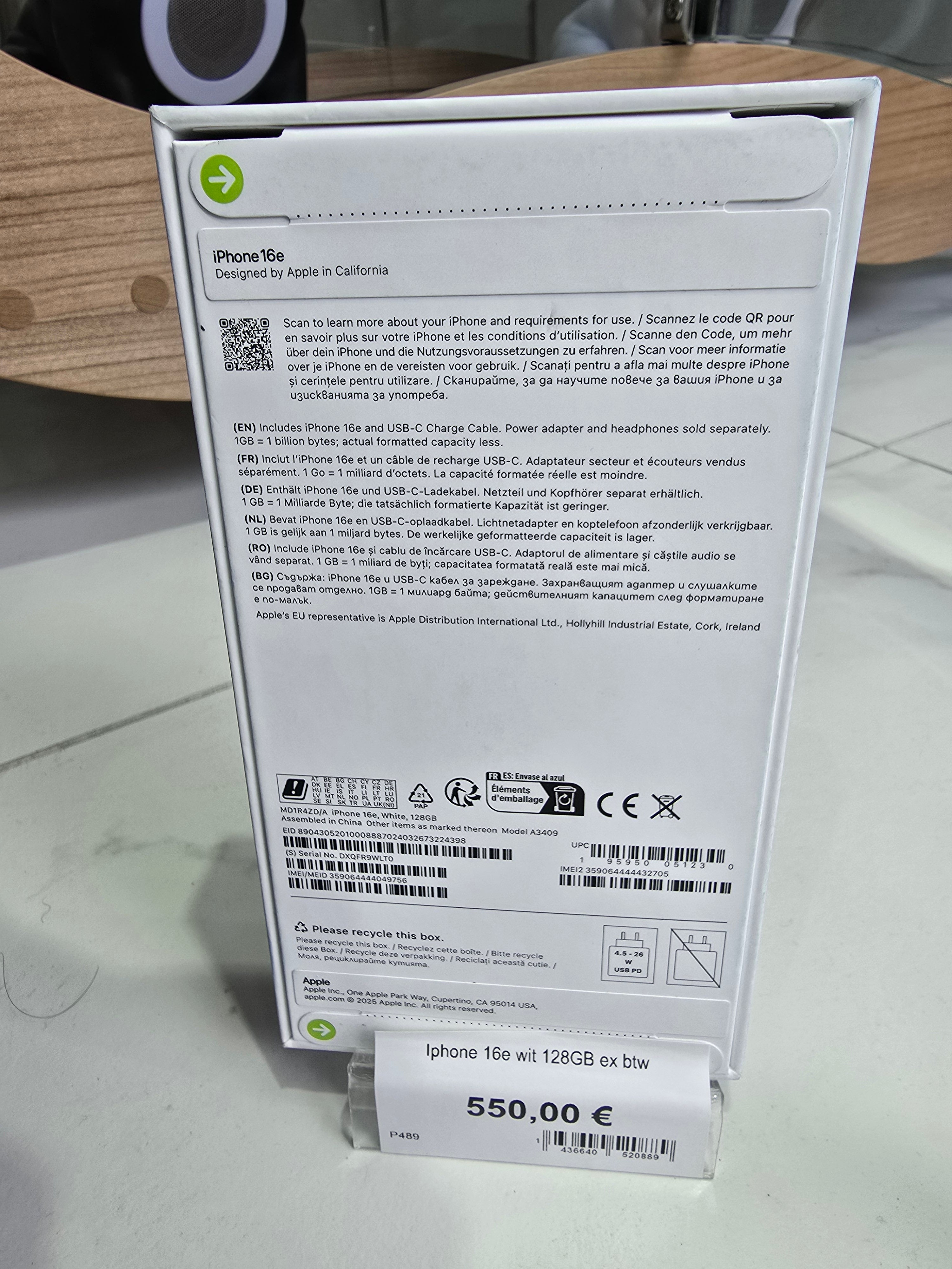 Iphone 16e 128GB wit